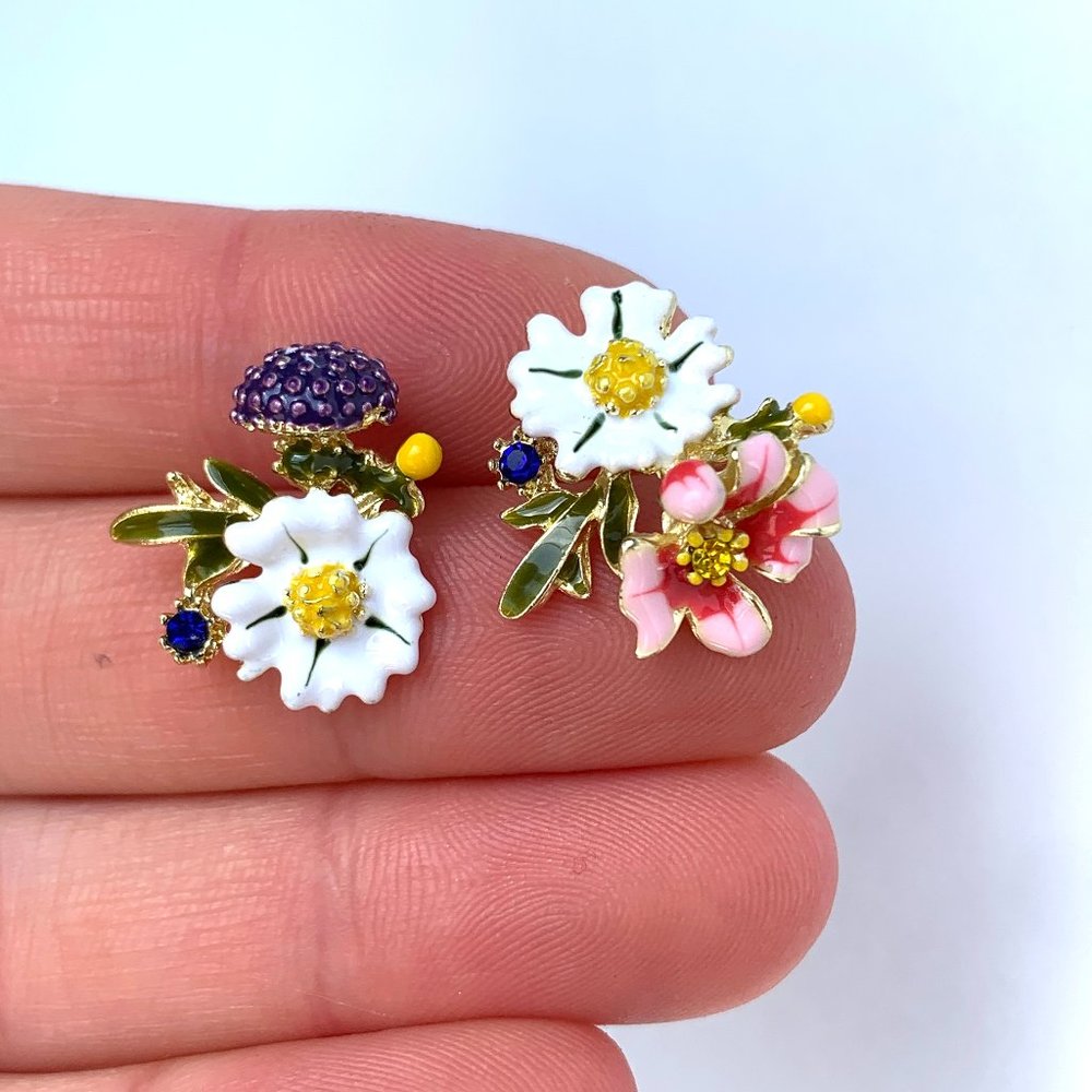 NEW~ Anthropologie Ornamental Floral Earrings - Picture 3 of 10